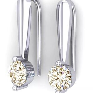 2.16Ct Vvs1:- Golden Yellow Real Moissanite Diamond Dangle .925 Silver Earrings